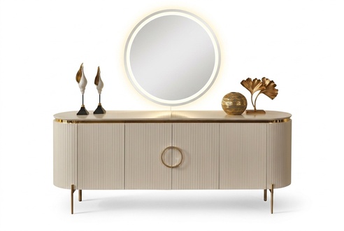 Besteht aus Esszimmer Set Besteht aus Beige Farbe Anrichte und Spiegel