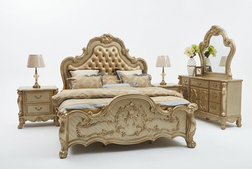 Bett + 2x Nachttisch 3 tlg. Schlafzimmer Set Designer Luxus Schlafzimmer