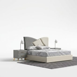 Bett 2x Nachttische Neu Luxus Komplettes Schlafzimmer Set neu grau 3tlg
