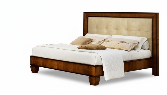 Bett Braun Schlafzimmer Holz Möbel Textil Design Klassische Art déco Stil Neu