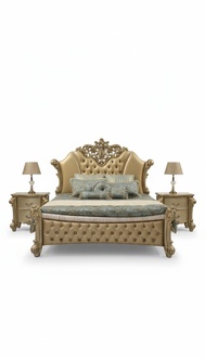 Bett Design Doppelbett Betten Luxus Klassiker Barock Chesterfield 184x214cm neu