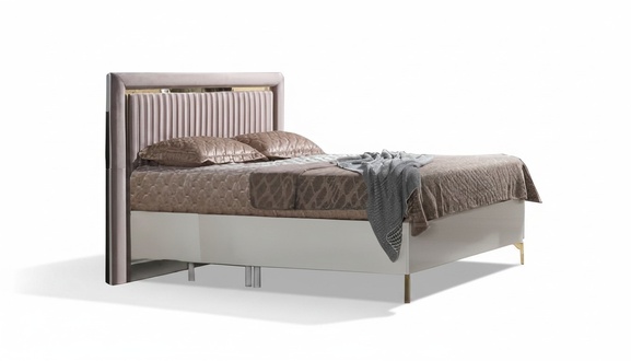 Bett Doppelbett Schlafzimmer 160сm Matratze Beige moderner Stil Hochwertig