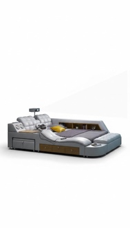 Bett Multifunktion Betten tv beamer usb led Massage Funktion Hotel Luxus
