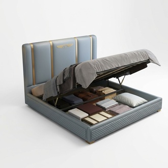 Bett Polster Design Luxus Metall Doppel Betten Ehe Schlaf Zimmer Leder