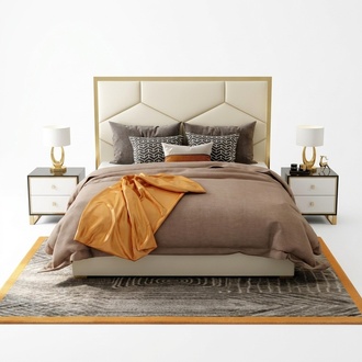 Bett Polster Design Luxus Doppel Hotel Betten Schlaf Zimmer Leder Edelstahl