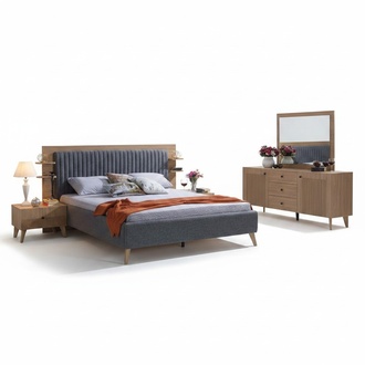 Bett Schlafzimmer Möbel Einrichtung Doppelbett Betten Polster Grau