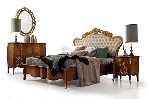 Betten Garnitur Bett Luxu Klassisches Schlafzimmer Hotel Bett Barock Möbel Holz