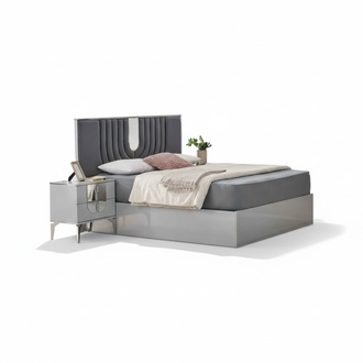 Bettrahmen Doppelbett Schlafzimmerbett Bett Grau Betten Möbel Ehebett