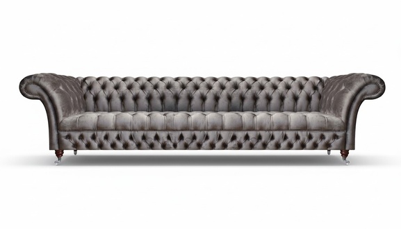 Big Grau Sofa 4 Sitzer Polstermöbel Moderne Viersitzer Couch Chesterfield