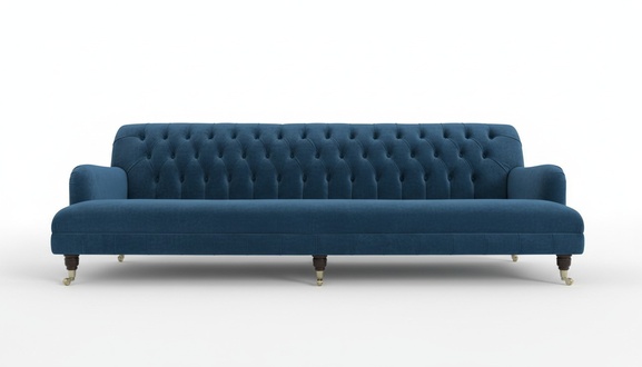 Blaue Chesterfield Couch Textil 4 Sitzer XXL Big Sofa Couchen Big