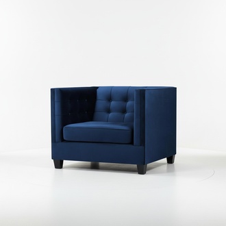 Blauer Chesterfield Sessel Wohnzimmer Textil Stoff Blau Kreative Möbel Modern