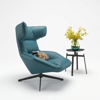 Blauer Sessel Luxus 1-Sitzer Ledersessel Polstermöbel Wohnzimmer Sitzer