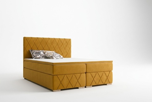 Boxspring Bett Komplett Set Matratze & Topper Luxus Polster 160x200cm