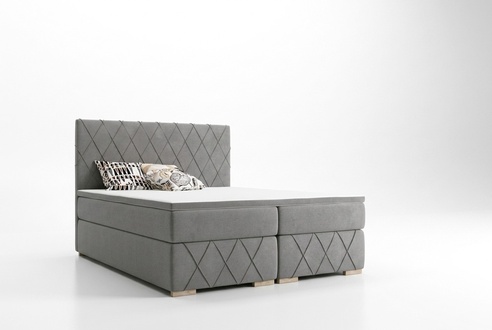 Boxspring Bett Komplett Set Matratze & Topper Luxus Polster 180x200cm