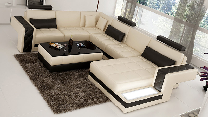 Ledersofa Couch Wohnlandschaft Ecksofa Eck Garnitur Design Modern Sofa