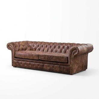 Braun Chesterfield 3 Sitzer Klassische Luxus Barock Sofa Textil Leder