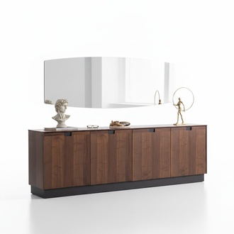 Braun Esszimmer Anrichte Luxuriöse Konsole Spiegel Holz Möbel 2tlg Neu