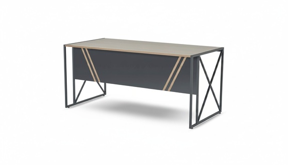 Braun-Schwarzer Bürotisch Designer Arbeitszimmer Recheckiger Schreibtisch