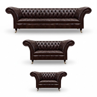 Braune Chesterfield Ledercouchen Designer Dreisitzer Viersitzer Sessel