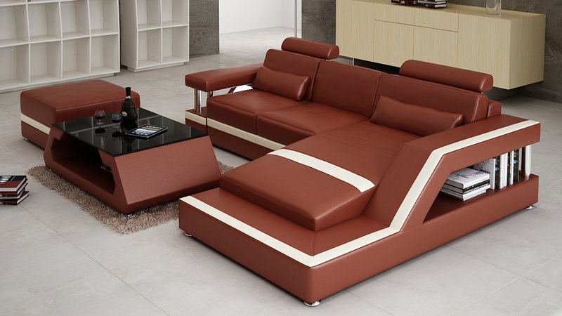 Ledersofa Couch Wohnlandschaft Ecksofa Eck Garnitur Design Modern