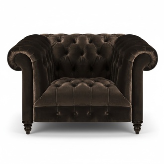 Brauner Chesterfield Polstersessel Moderner Textil Wohnzimmer Einsitzer