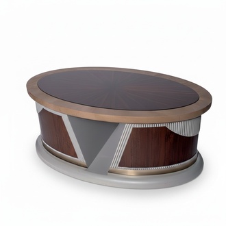Brauner Holz-Schreibtisch im eleganten Design für Home-Office