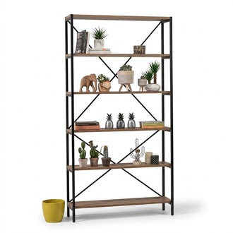 Bücherregal Regal Schrank Holzmöbel Holz Metall Freistehend Wohnzimmer