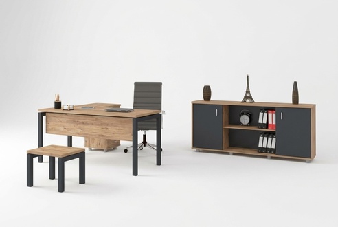 Büro für Kanzlei Office Komplette Einrichtung Schrank Tisch 3tlg