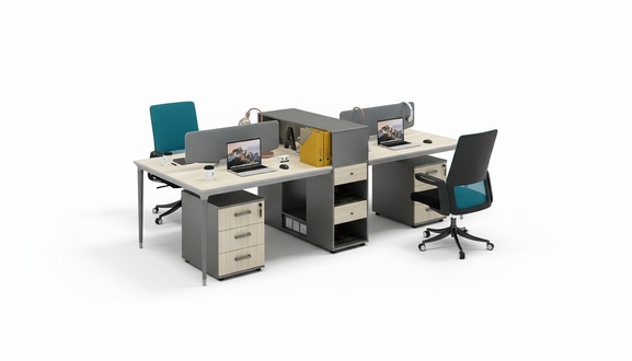 Büro Möbel Einrichtung Tische Tisch 4 Arbeitsplätze Schreibtisch Callcenter