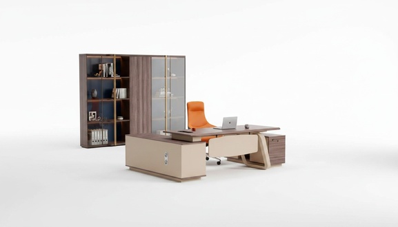 Büromöbel Ecke Schreibtisch Bürotisch Arbeitstisch Tisch Holz Beige
