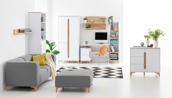 Büromöbel komplett Set Regal Kommode Schrank Schreibtisch Holz Garnitur
