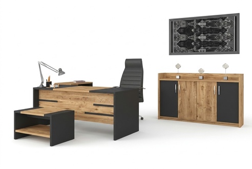 Büromöbel Set Büro Garnitur Schreibtisch Schrank Stil Modern Neu 4tlg.