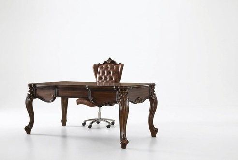 Büroset Schreibtisch Chefsessel Komplett Office Barock Rokoko 2tlg. Set