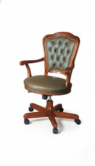 Bürostuhl Holz Chef Sessel Chesterfield Italien Möbel Braun Drehbar Neu