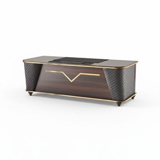 Bürotisch Braun Schwarz Holz Modern Stil Rechteckig Arbeitszimmer Büro