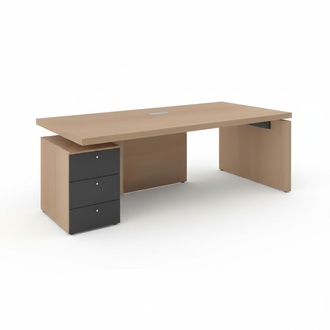 Bürotisch mit Nachttisch Arbeitszimmer Chef Exclusive CEO Helles Holz Modern Neu