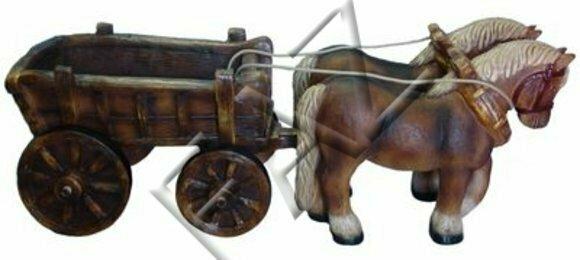 Design Pferde mit Wagen Figur Garten Statue Skulptur Figuren Skulpturen