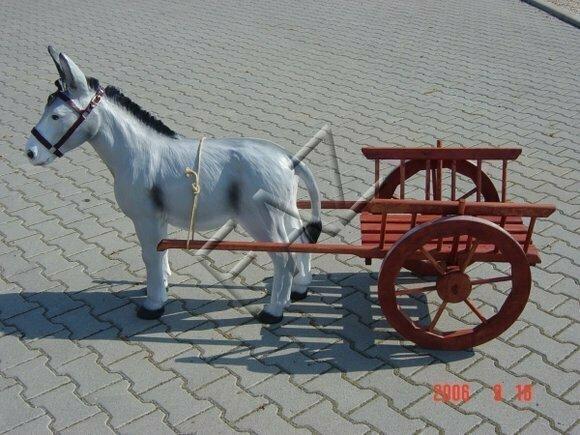Design Esel mit Wagen Figur Garten Statue Skulptur Figuren Skulpturen