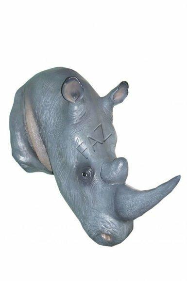Wand Trophäe Kopf Nashorn Figur Statue Skulptur Figuren Skulpturen