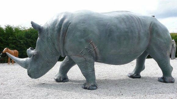 Design Nashorn XXL Big Figur Statue Skulptur Figuren Skulpturen Garten