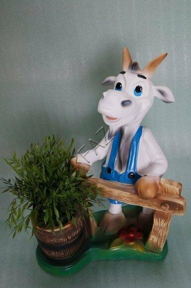 Design Vase Ziege Skulptur Statue Statuen Figuren Skulpturen Garten Neu