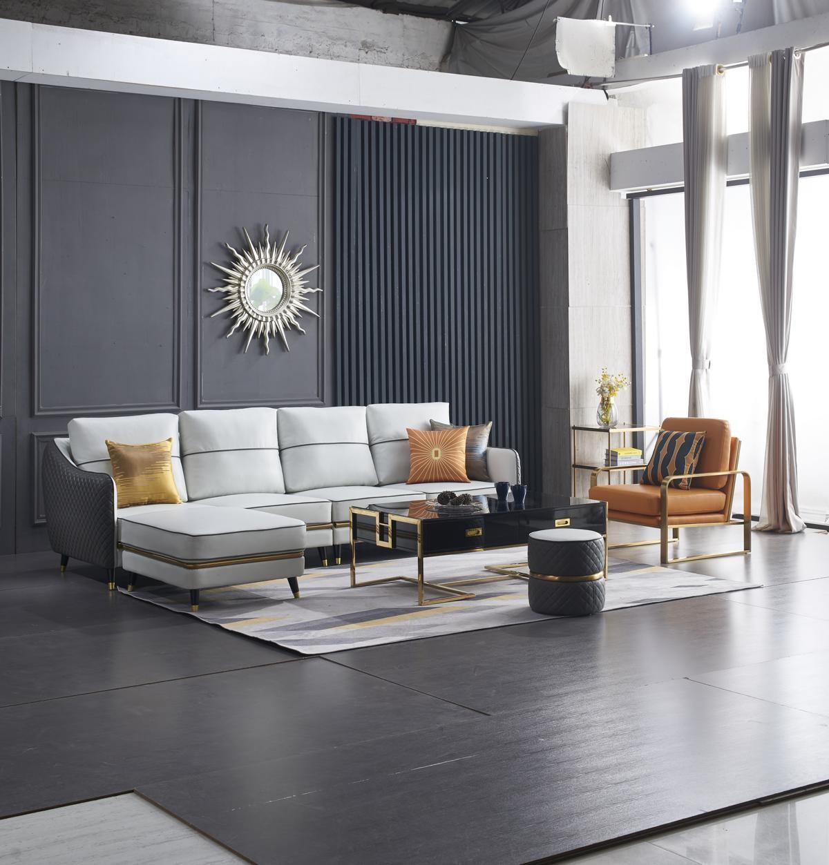 Wohnlandschaft Ecksofa L Form Sessel Set Garnitur Modern Sofa Leder