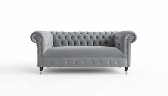 Cheserfield Samt Sofa 2 Sitzer Designer Couchen Couch Textil Stoff