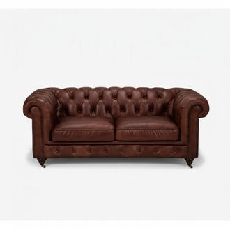 Chesterfield 2 Sitzer Klassische Luxus Barock Rokoko Sofa Braun