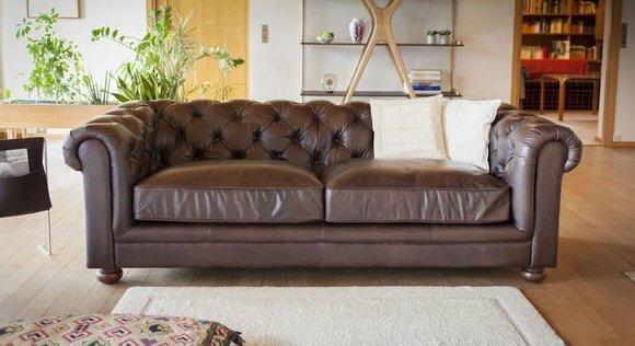 Design Chesterfield Sofagarnitur 3- Sitzer Couch Leder Couch Polster
