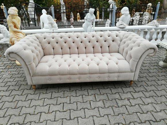 Designer Chesterfield Sofagarnitur Textil Beige 3 Couch Polster Textil