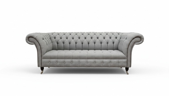 Chesterfield 3 Sitzer Sofa Grau Design Couchen Polster Sofas Couchen