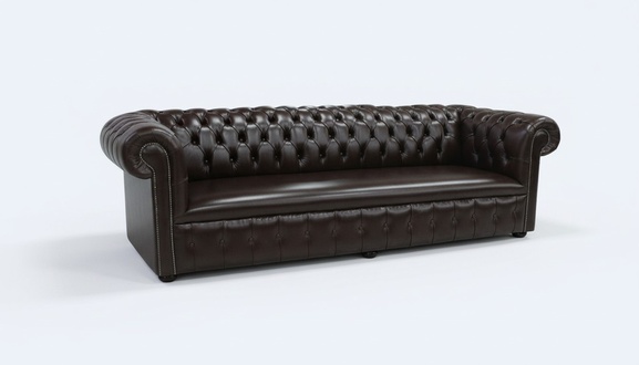 Chesterfield 4 Sitzer Polster Couch Antik Stil Leder Stoff Sofa Couchen