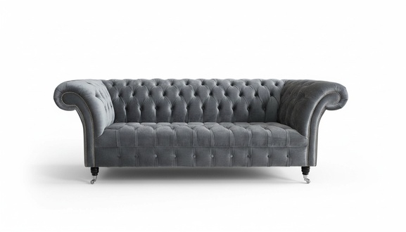 Chesterfield Big Textil Design Wohnzimmer Couch Sofa Polster 3 Sitz