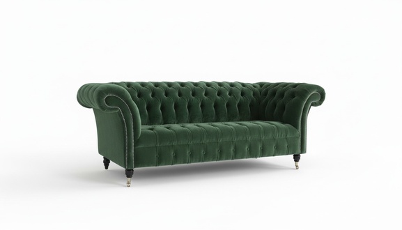 Chesterfield Couch Sofa Polster 3 Sitzer Couchen Sitz Garnitur Sofas Grüne Neu